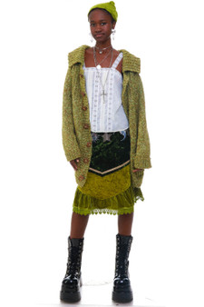 Vintage 70's Hand Knit Olive Cardigan