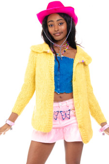 Vintage 70's Yellow Knit Cardigan