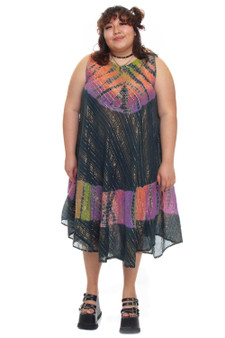 Vintage 90's Rainbow Tie-Dye Cotton Dress