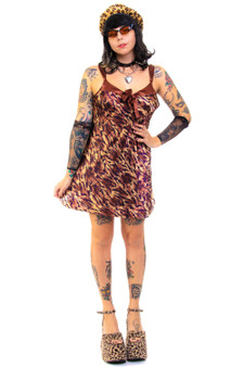 Vintage 90's Rawr!! Tiger Silky Slip Dress