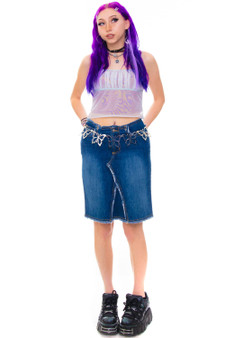 Vintage 90's XOXO Raw Hem Denim Skirt