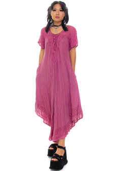 Vintage 90's Faded Pink Embroidered Maxi Dress