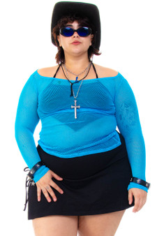 Vintage 90's Electric Blue Fishnet Top 1