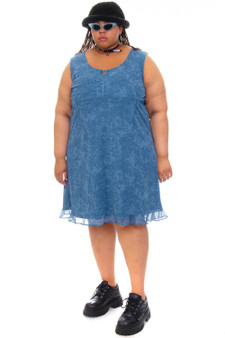 Vintage Y2K Blue Paisley Floral Dress