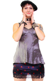 Vintage 90's Grey and Silver 100% Silk Top