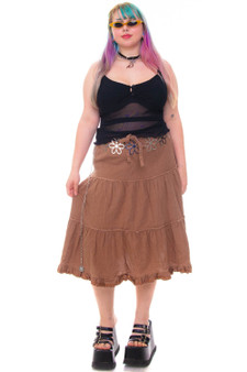 Vintage Y2k Brown Ruffle Tiered Sequin Skirt