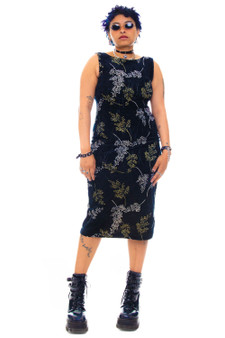 Vintage 90's Velvet Floral Tank Dress