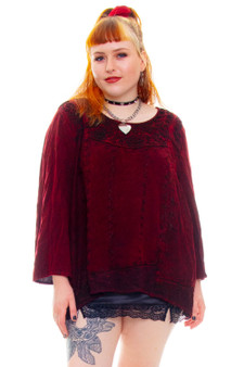 Vintage 90's Maroon Fairy Embroidered Blouse