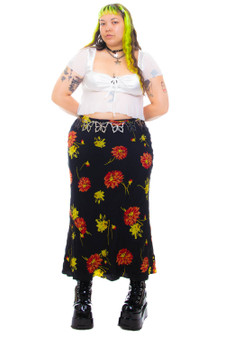 Vintage 90's Casual Corner Floral Rayon Maxi Skirt