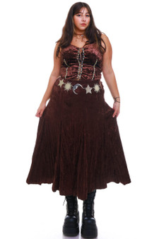 Vintage Y2K Chocolate Velvet Midi Skirt