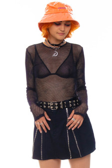 Vintage Y2K Monster Black Fishnet Top