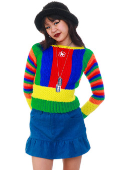 Vintage 70's Rainbow Crochet Sweater