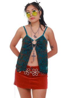 Vintage Y2K Burnt Orange Corduroy Mini Skirt