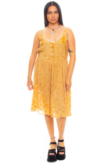 Vintage 90's Faded Golden Embroidered Maxi Dress