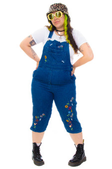 Vintage 90's Embroidered Bug and Flower Overalls