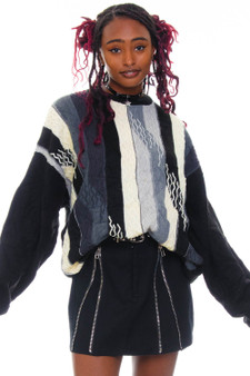 Vintage 90's Crazy Striped Grandpa Sweater - OSFM