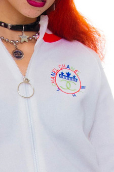 Vintage 90's Chanel Bootleg Zip Up Sweater