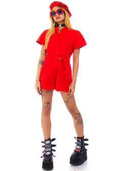 Vintage 90's Red Button Up Romper