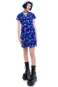 Vintage 90's Moody Blue Floral Dress 1
