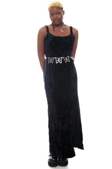 Vintage 90's Black Velvet Witch Maxi Dress 1