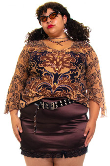 Vintage 90's Paisley Floral Sequin Sheer Top