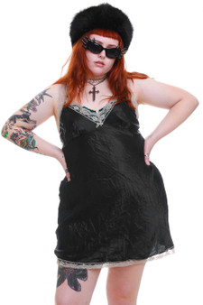 Vintage Y2K Black Lace Trim Mini Slip Dress