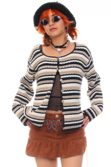 Vintage 90's Moody Striped Button Cardigan 1