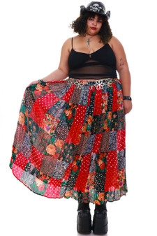 Vintage 90's Patchwork Patter Maxi Skirt