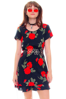 Vintage 90's Red Floral Mini Dress