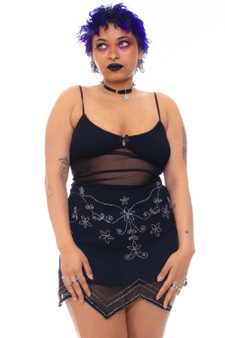 Vintage 90's Rampage Silver Floral Beaded Skirt