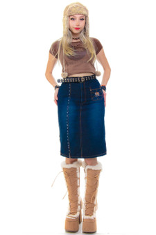 Vintage Y2K Denim Palmsprings Midi Skirt