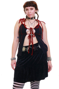 Vintage 90's Black Velvet Tiered Skirt