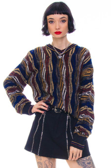 Vintage 90's Moody Grunge Striped Grandpa Sweater