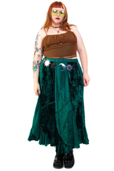 Vintage 90's Green Velvet Fairy Maxi Skirt