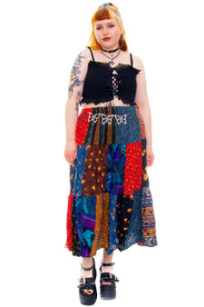 Vintage 90's Patchwork Floral Print Explosion Skirt - OSFM