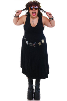 Vintage 90's Witchy Black Velvet Tank Maxi Dress