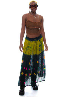 Vintage 90's Tie Dye Crinkle Maxi Skirt