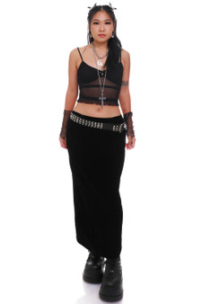 Vintage 90's Black Velvet Maxi Skirt