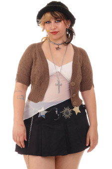 Vintage Y2K Light Brown Cropped Button Cardi
