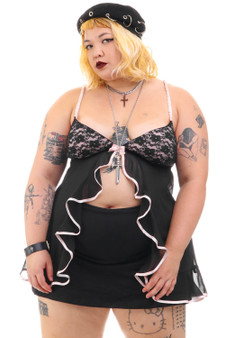 Vintage Y2K Pink and Black Lingerie Top