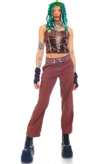 Vintage 90's Brown Tiny Houndstooth Trousers 1