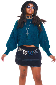 Vintage 70's Handmade Green Knit Sweater