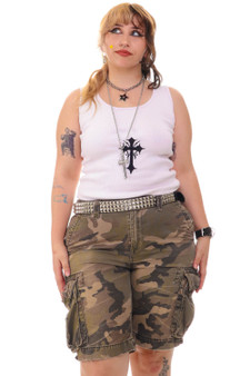 Vintage Y2K Grunge Camo Cargo Shorts