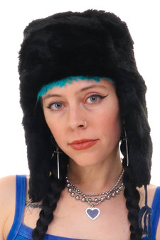 Vintage Y2K Black Fuzzy Trapper Hat