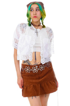 Vintage 70's White Eyelet Short Sleeve Blouse