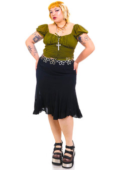 Vintage Y2K AGB Black Midi Skirt