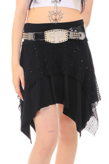 Vintage Y2K Black Fishnet Fairy Mini Skirt