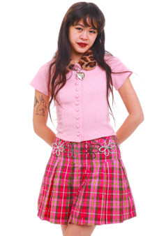 Vintage Y2K Pink Plaid Mini Skort