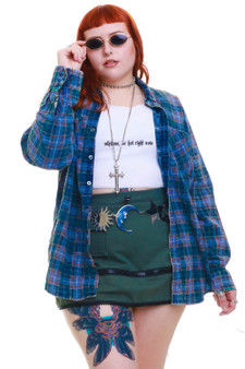 Vintage 90's Moody Blue Faded Flannel