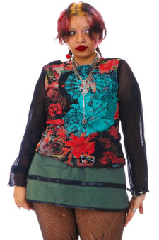 Vintage Y2K Floral Rhinestone Long Sleeve Top